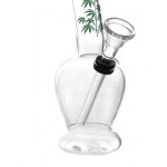 Glass Bong - Curved Green Leaves